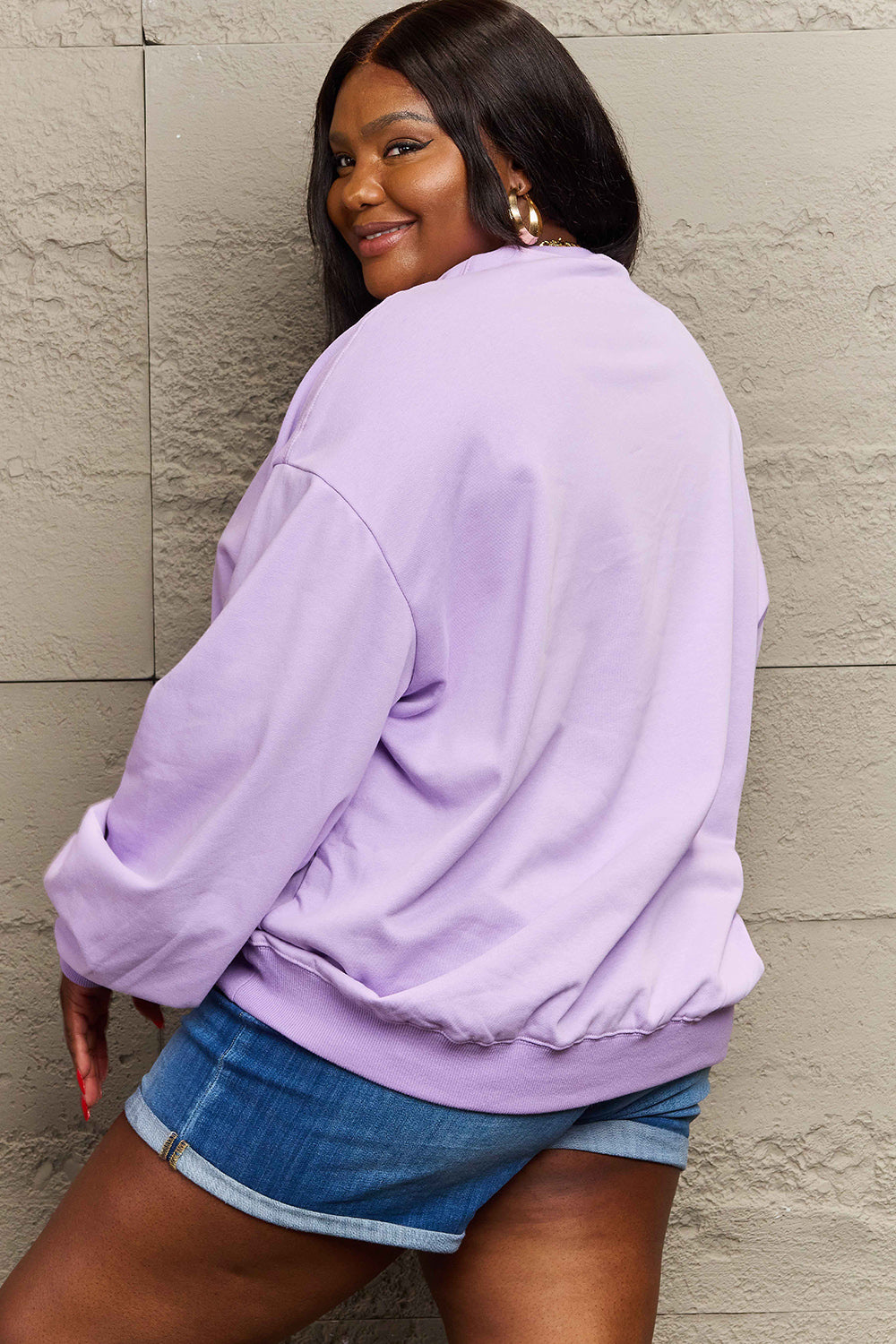Full Size Drop Shoulder Graphic Sweatshirt