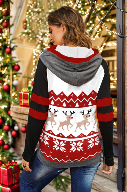 Full Size Christmas Drawstring Long Sleeve Hoodie