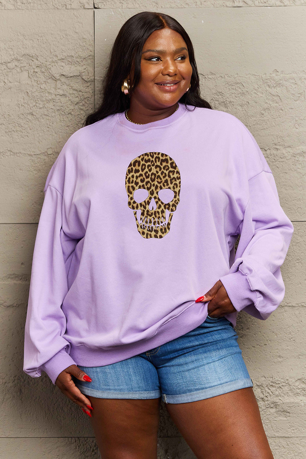 Full Size Drop Shoulder Graphic Sweatshirt