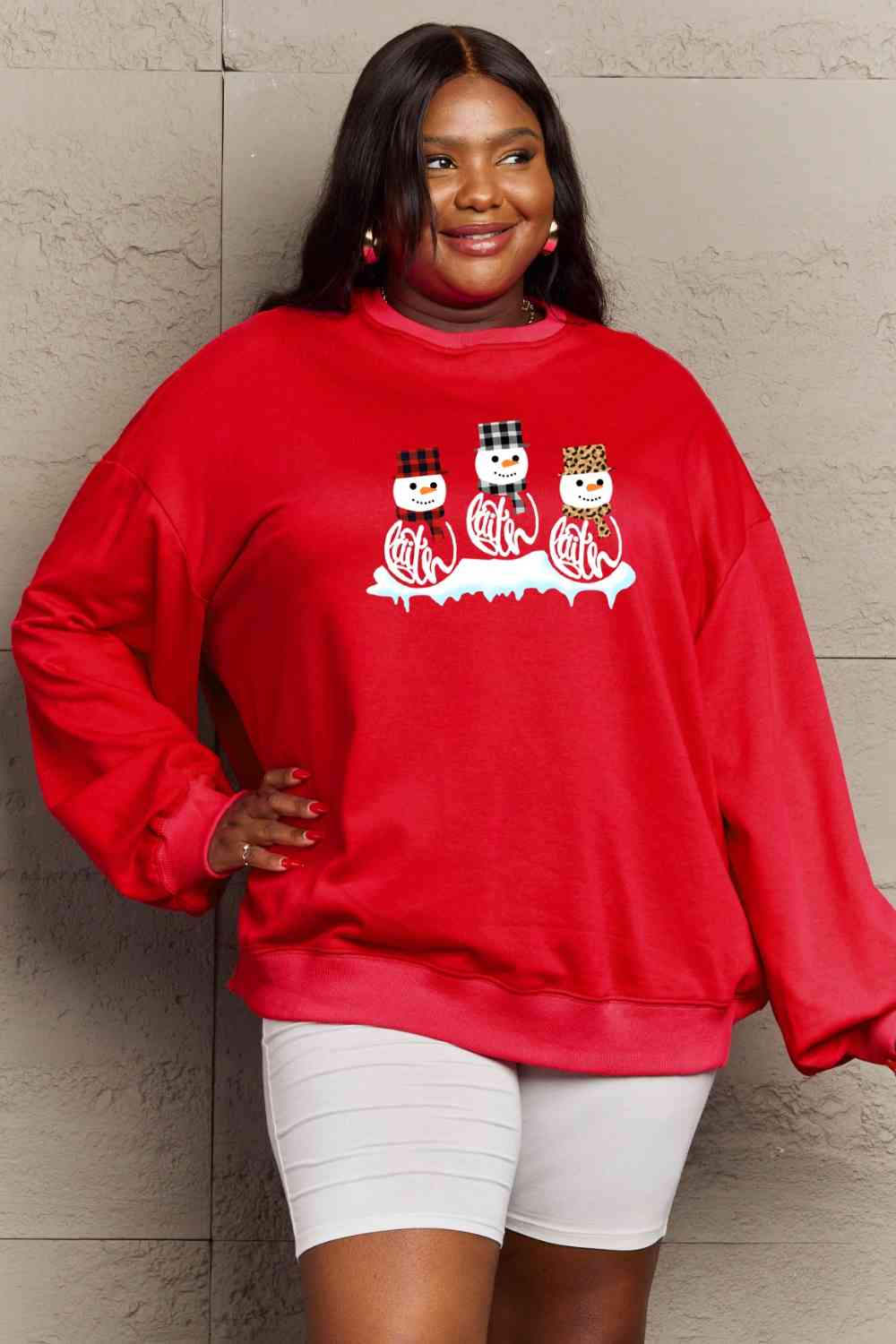 Full Size Snowmen Graphic Sweatshirt