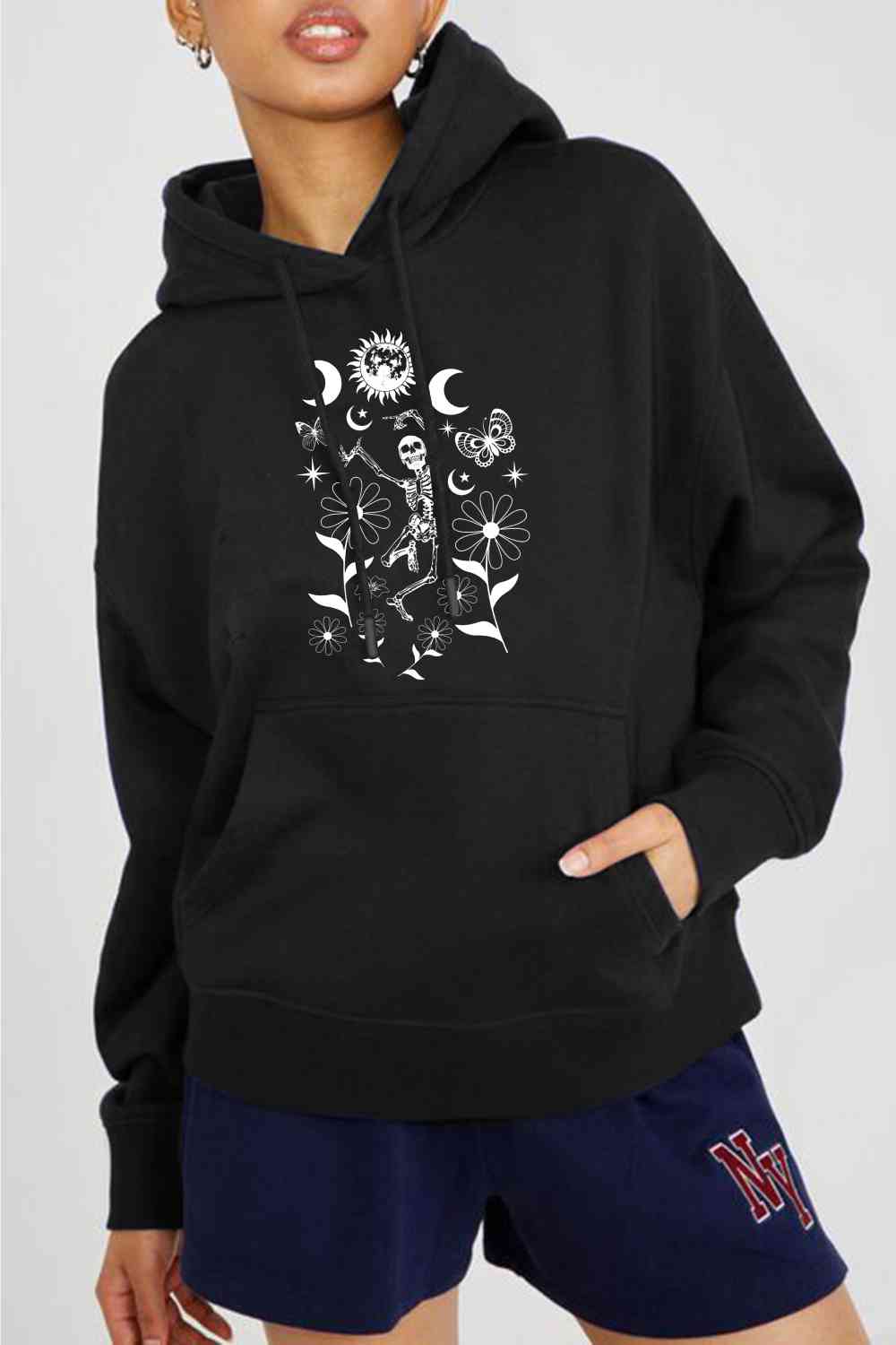 Full Size Dancing Skeleton Graphic Hoodie