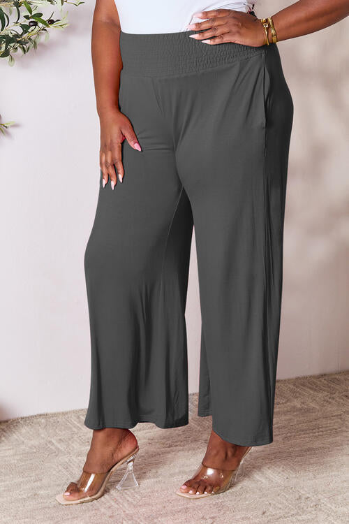 Full Size Smocked Wide Waistband Wide Leg Pants