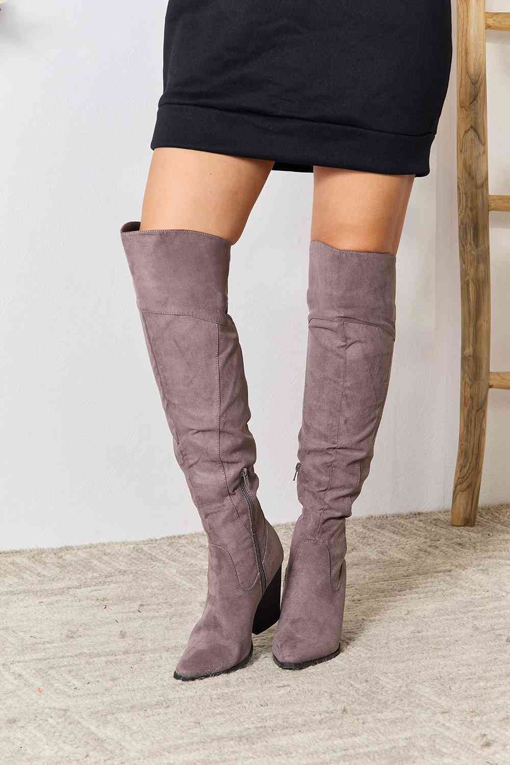 Block Heel Knee High Boots