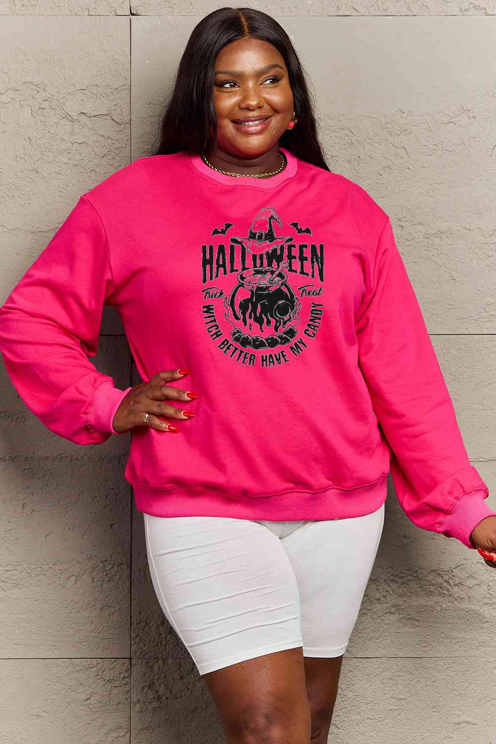 Full Size Graphic Round Neck Sweatshirt