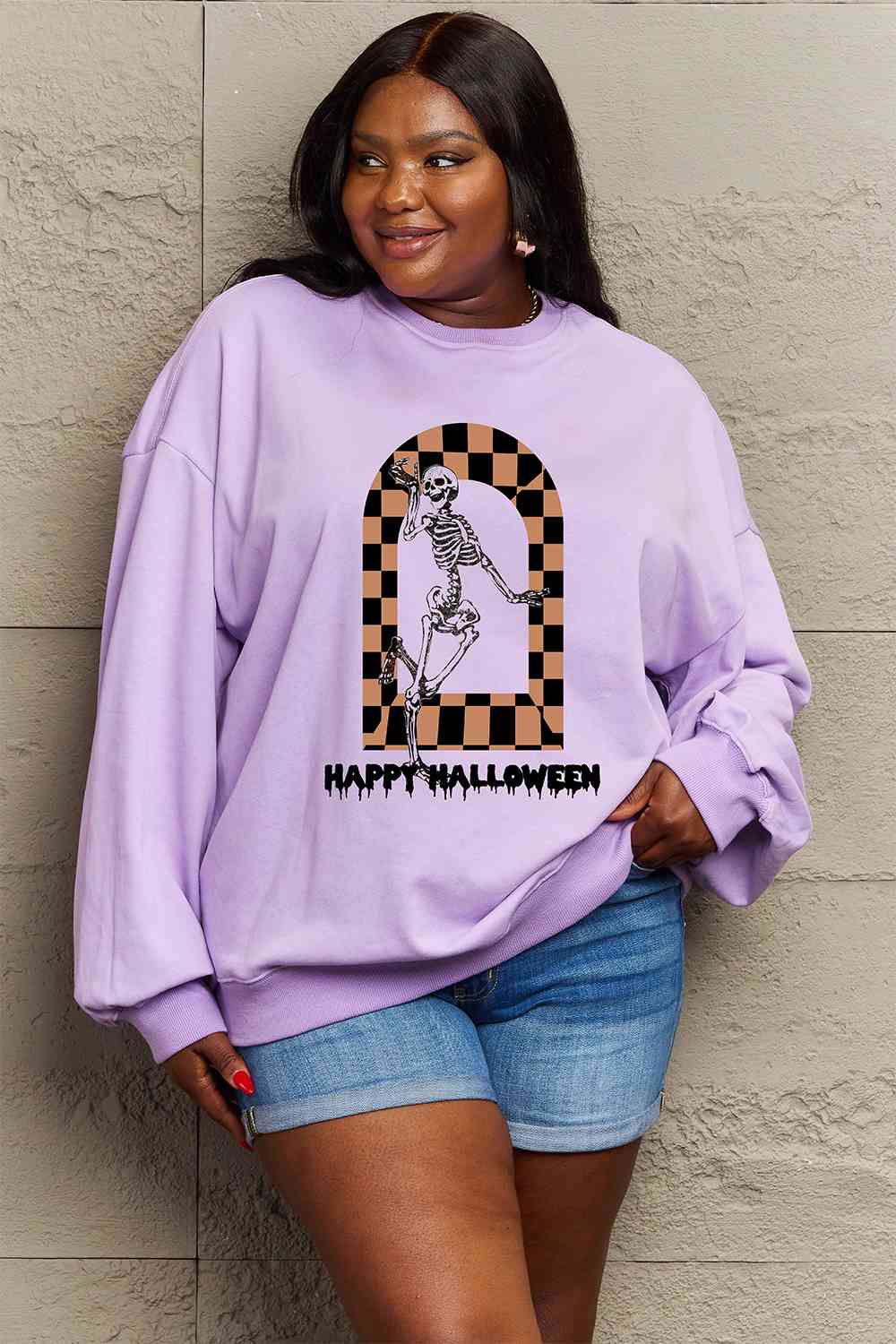 Full Size HAPPY HALLOWEEN Graphic Sweatshirt