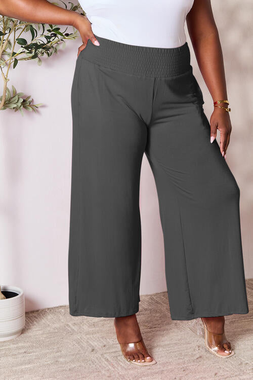 Full Size Smocked Wide Waistband Wide Leg Pants