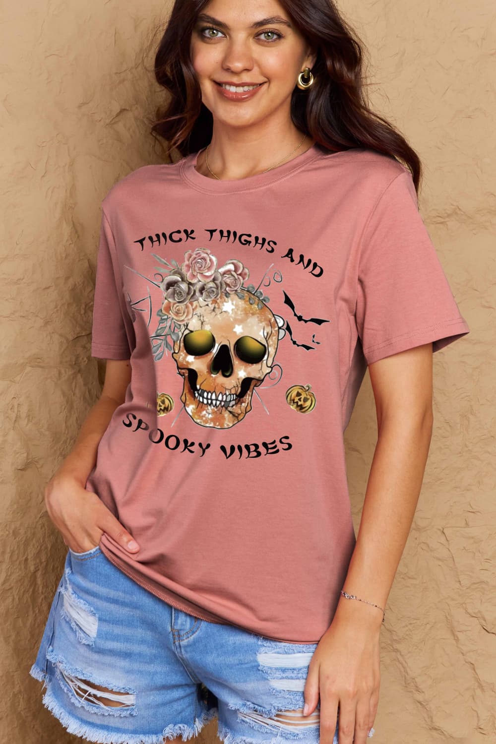 Full Size THICK THIGHS AND SPOOKY VIBES Graphic Cotton T-Shirt