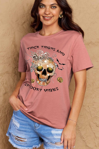 Full Size THICK THIGHS AND SPOOKY VIBES Graphic Cotton T-Shirt