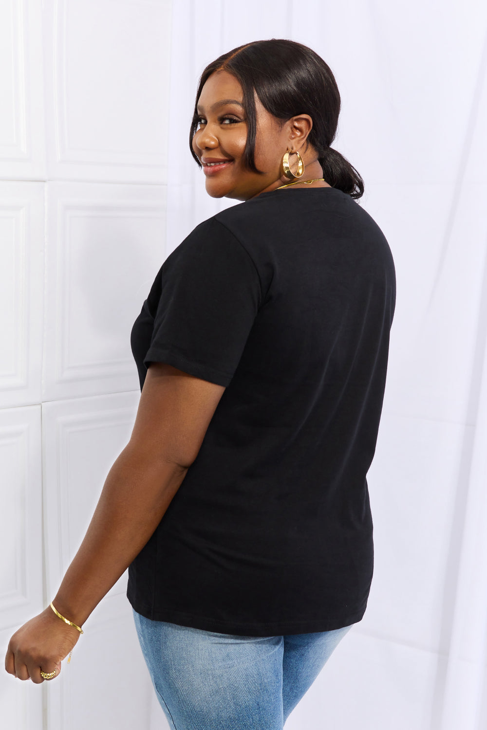 Full Size Skeleton & Rose Graphic Cotton Tee