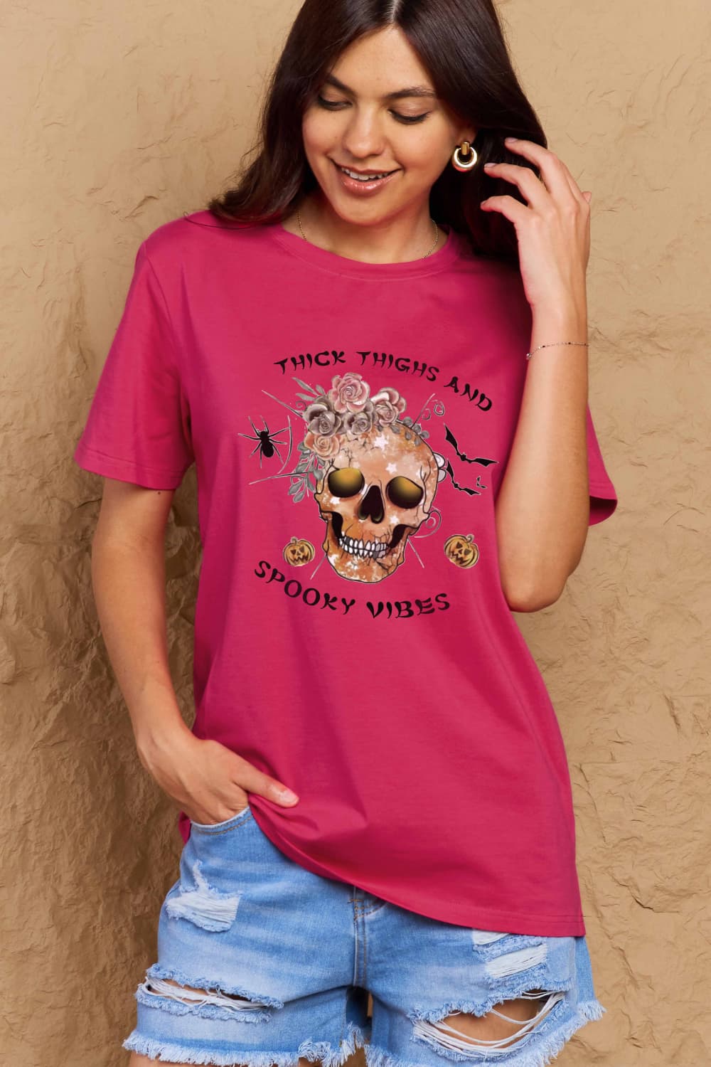 Full Size THICK THIGHS AND SPOOKY VIBES Graphic Cotton T-Shirt