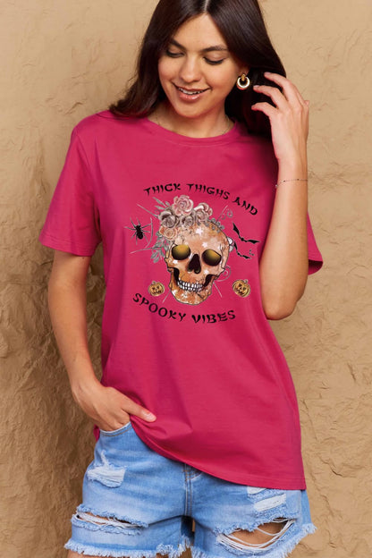 Full Size THICK THIGHS AND SPOOKY VIBES Graphic Cotton T-Shirt