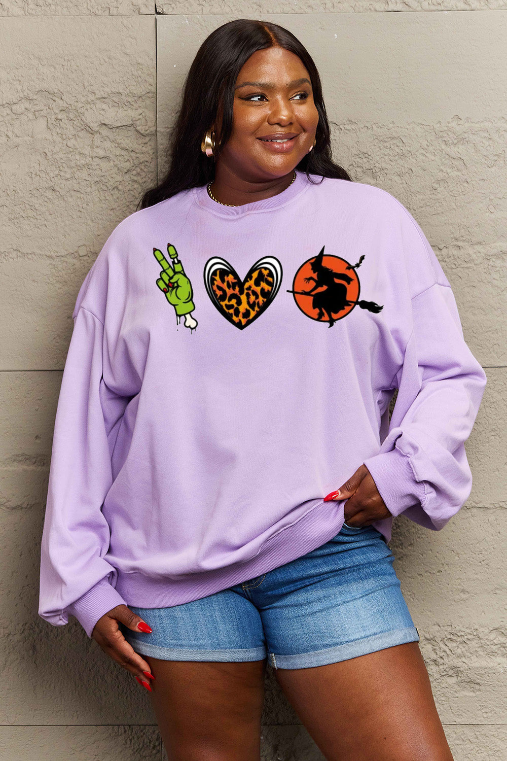 Full Size Drop Shoulder Graphic Sweatshirt
