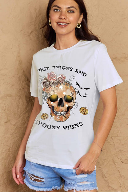 Full Size THICK THIGHS AND SPOOKY VIBES Graphic Cotton T-Shirt