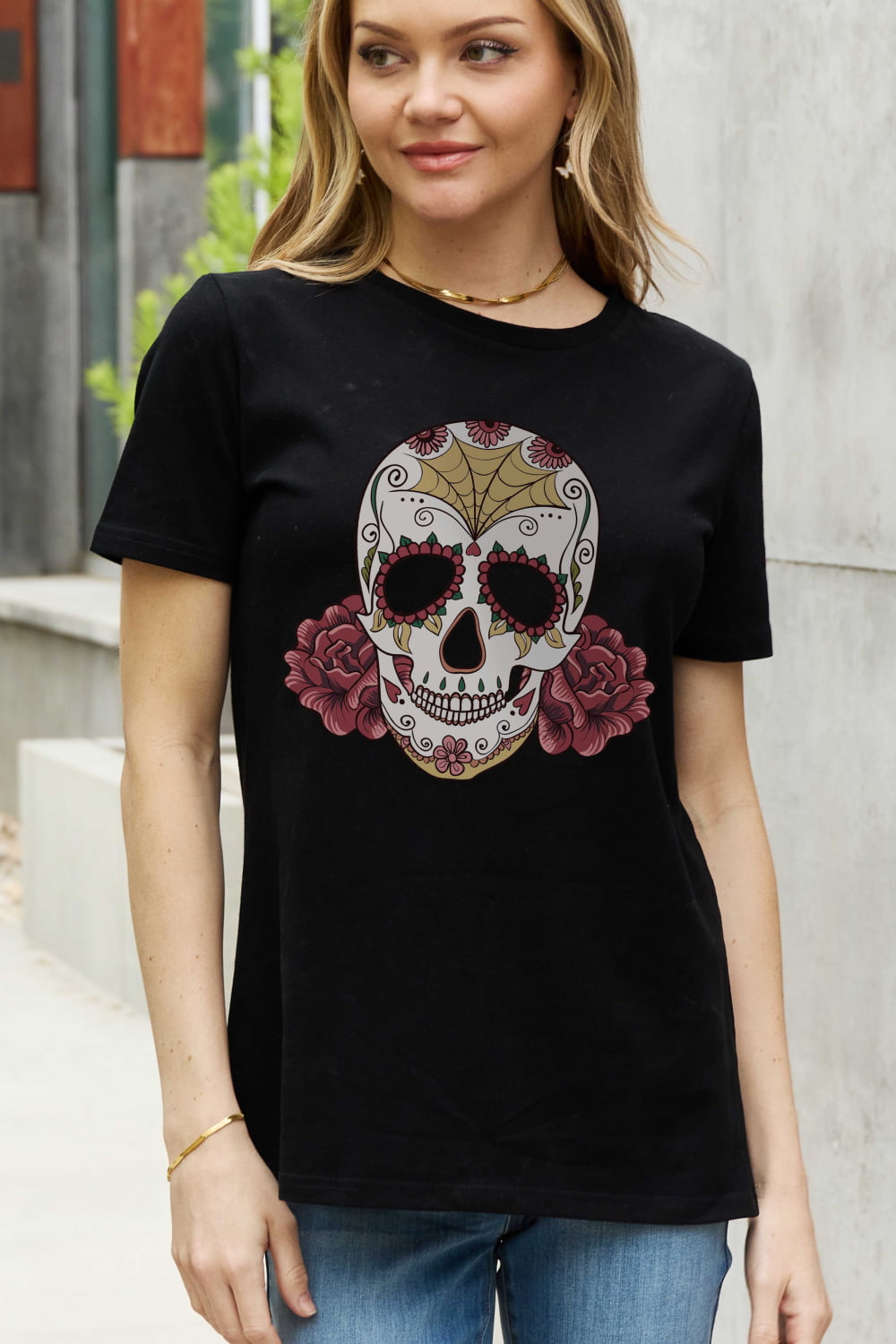 Full Size Skull Graphic Cotton Tee