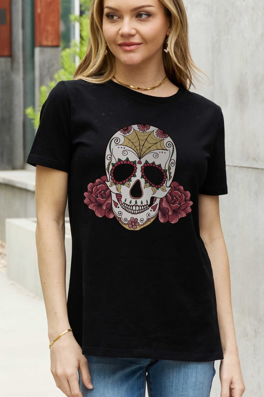 Full Size Skull Graphic Cotton Tee