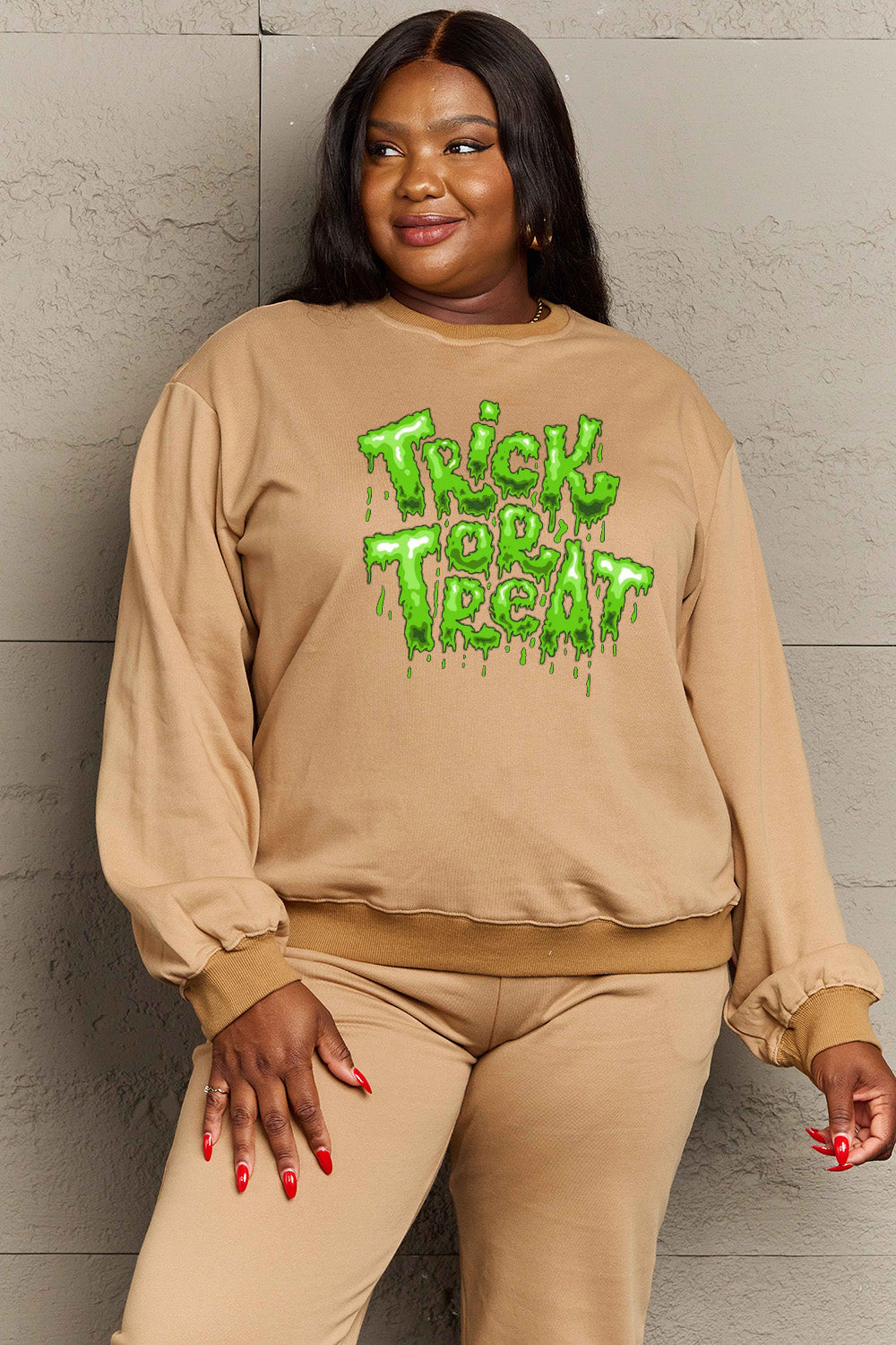 Full Size TRICK OR TREAT Graphic Sweatshirt