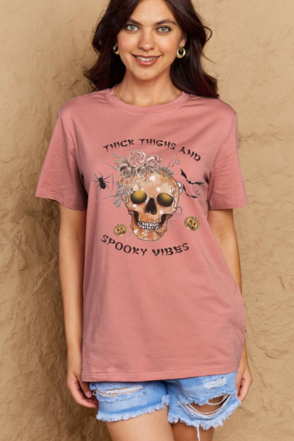 Full Size THICK THIGHS AND SPOOKY VIBES Graphic Cotton T-Shirt