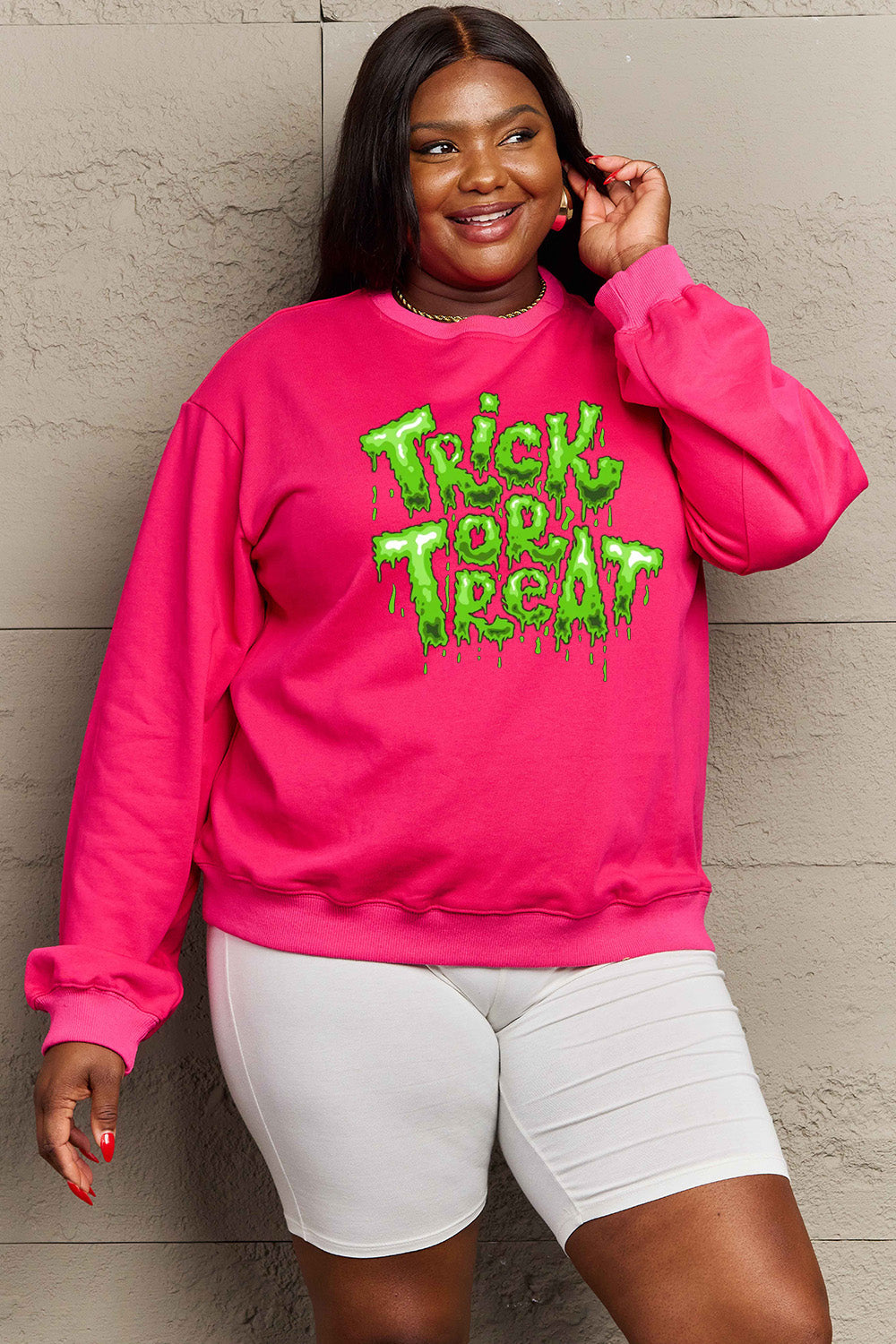 Full Size TRICK OR TREAT Graphic Sweatshirt