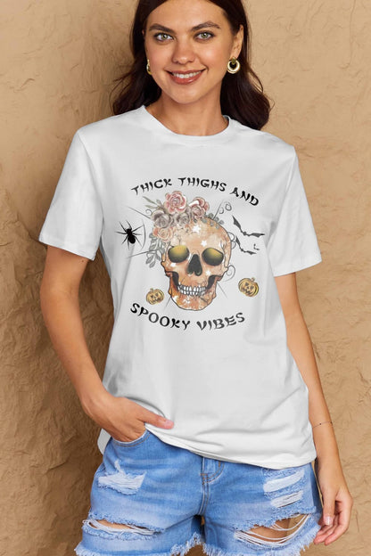 Full Size THICK THIGHS AND SPOOKY VIBES Graphic Cotton T-Shirt