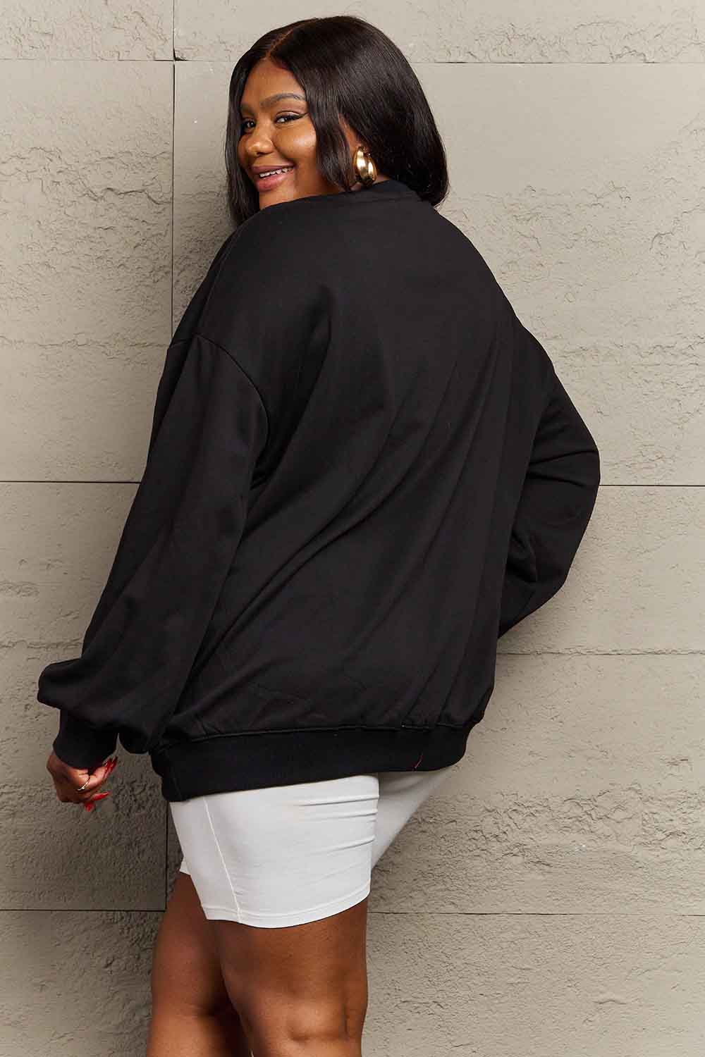 Full Size Dropped Shoulder SKULL Graphic Sweatshirt