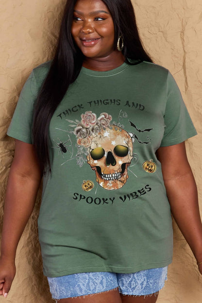 Full Size THICK THIGHS AND SPOOKY VIBES Graphic Cotton T-Shirt