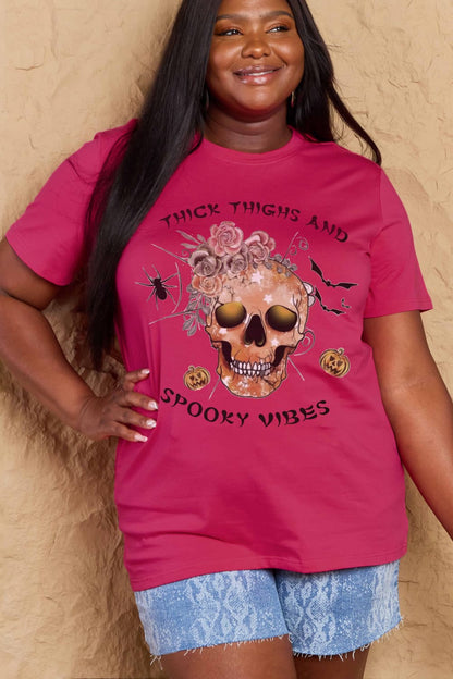 Full Size THICK THIGHS AND SPOOKY VIBES Graphic Cotton T-Shirt
