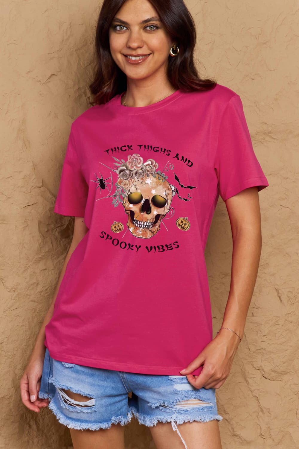 Full Size THICK THIGHS AND SPOOKY VIBES Graphic Cotton T-Shirt