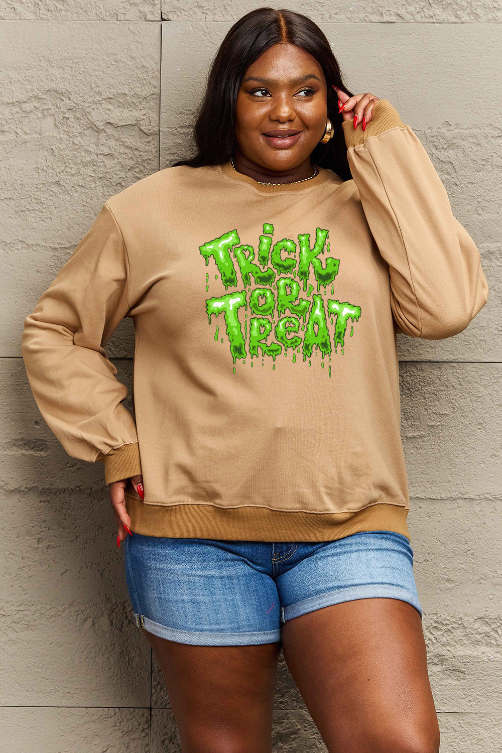 Full Size TRICK OR TREAT Graphic Sweatshirt