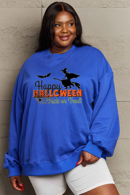 Full Size HAPPY HALLOWEEN TRICK OR TREAT Graphic Sweatshirt