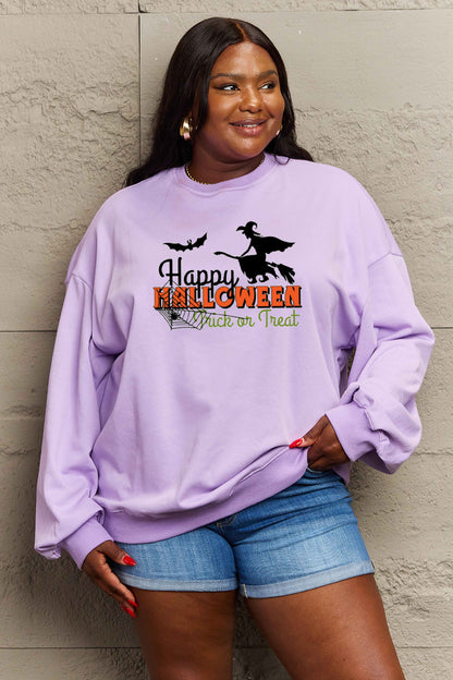 Full Size HAPPY HALLOWEEN TRICK OR TREAT Graphic Sweatshirt
