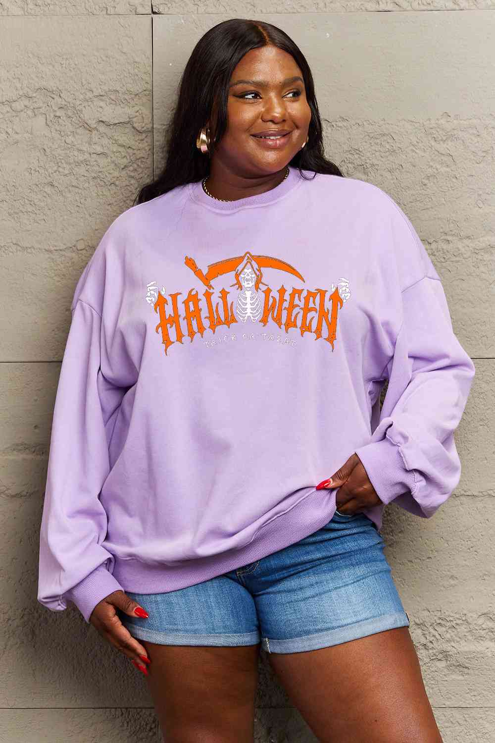 Full Size HALLOWEEN TRICK OR TREAT Graphic Sweatshirt