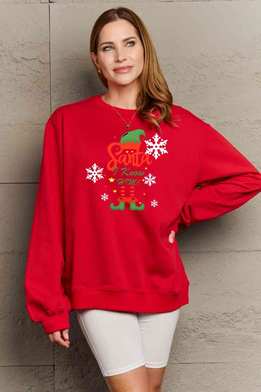 Full Size Graphic Round Neck Sweatshirt