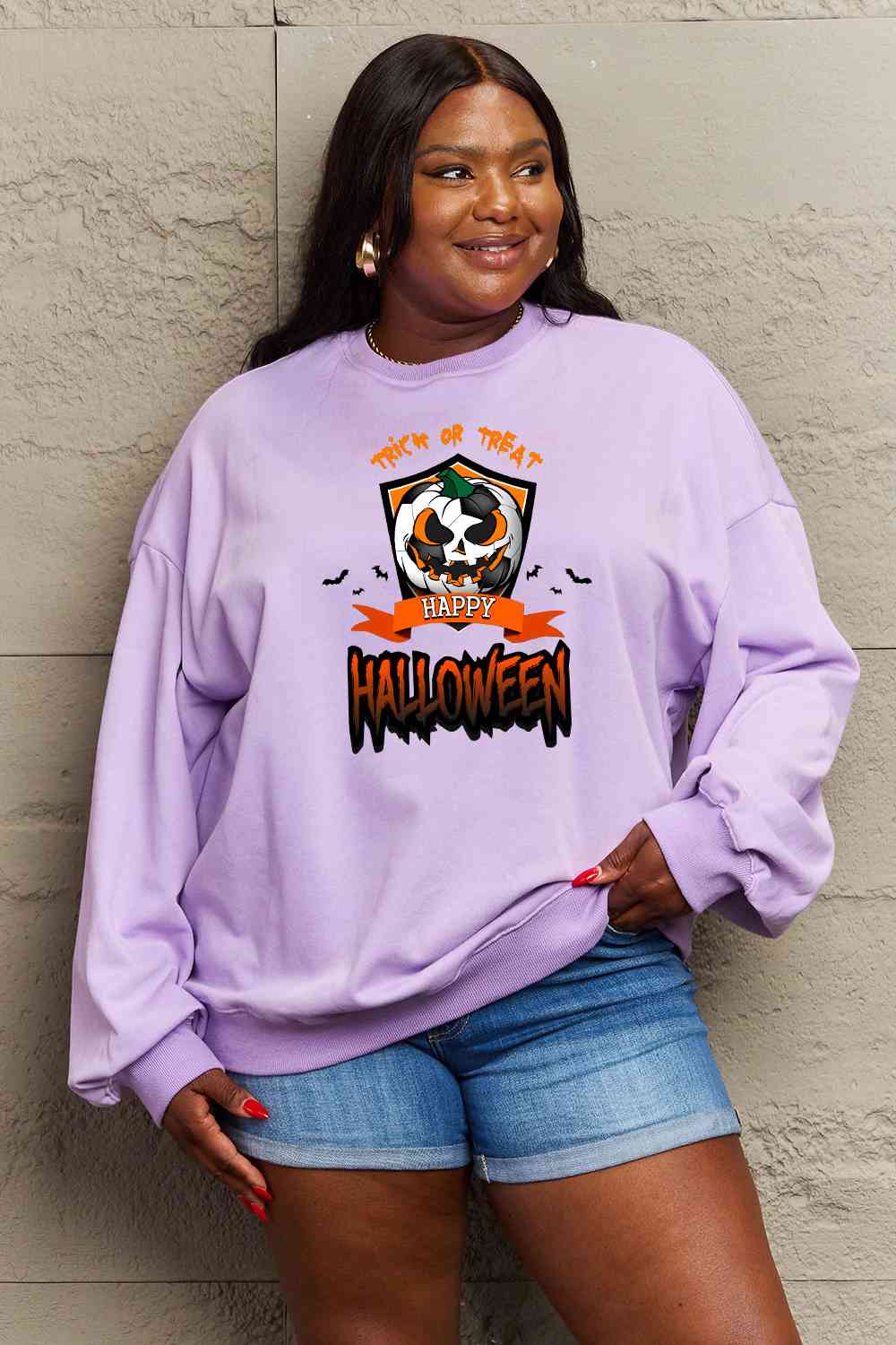 Full Size TRICK OR TREAT HAPPY HALLOWEEN Graphic Sweatshirt