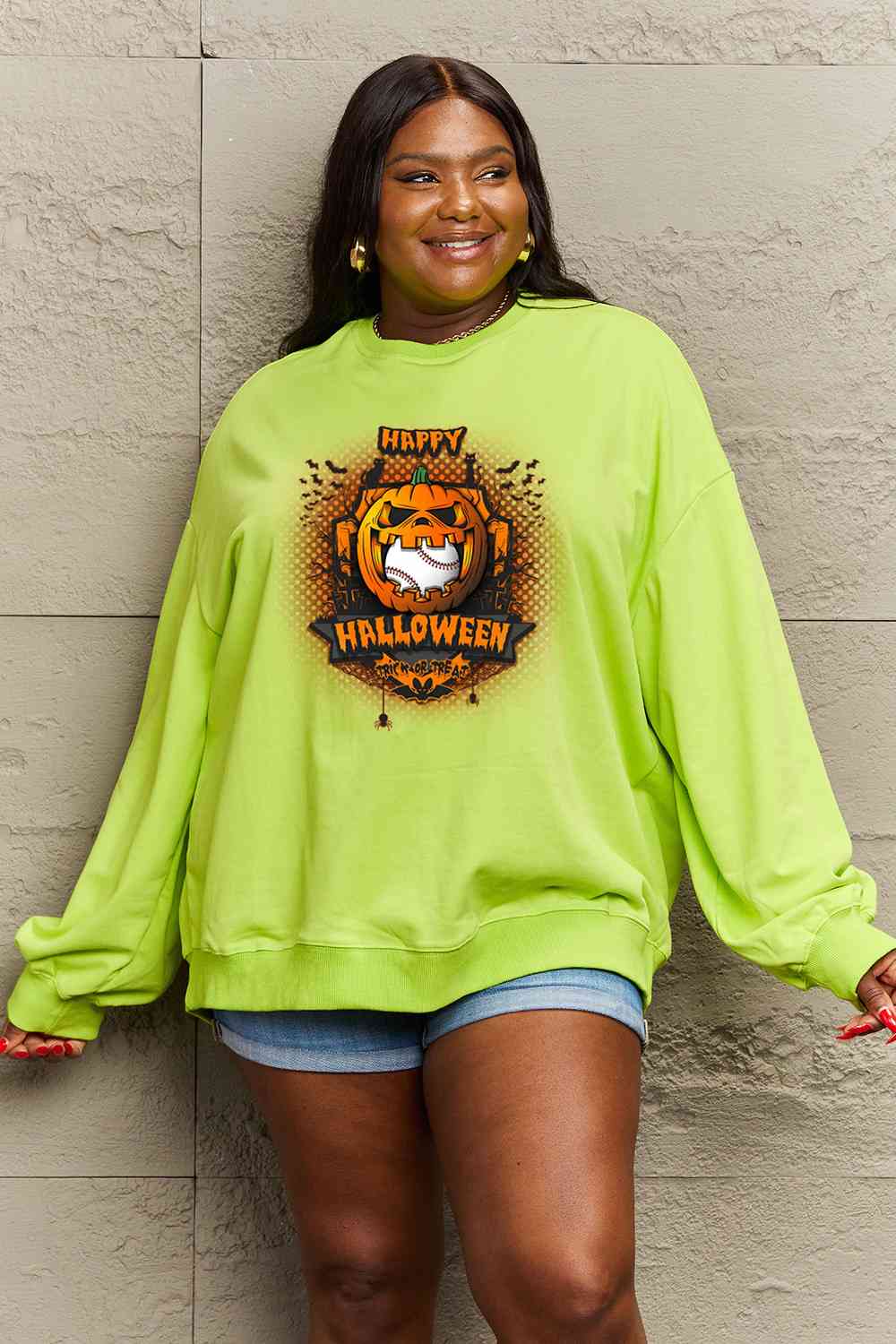 Full Size HAPPY HALLOWEEN Graphic Sweatshirt