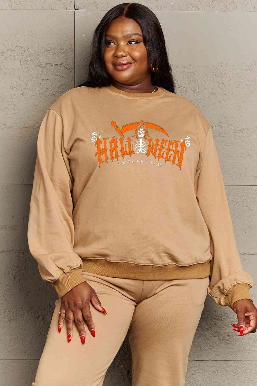 Full Size HALLOWEEN TRICK OR TREAT Graphic Sweatshirt