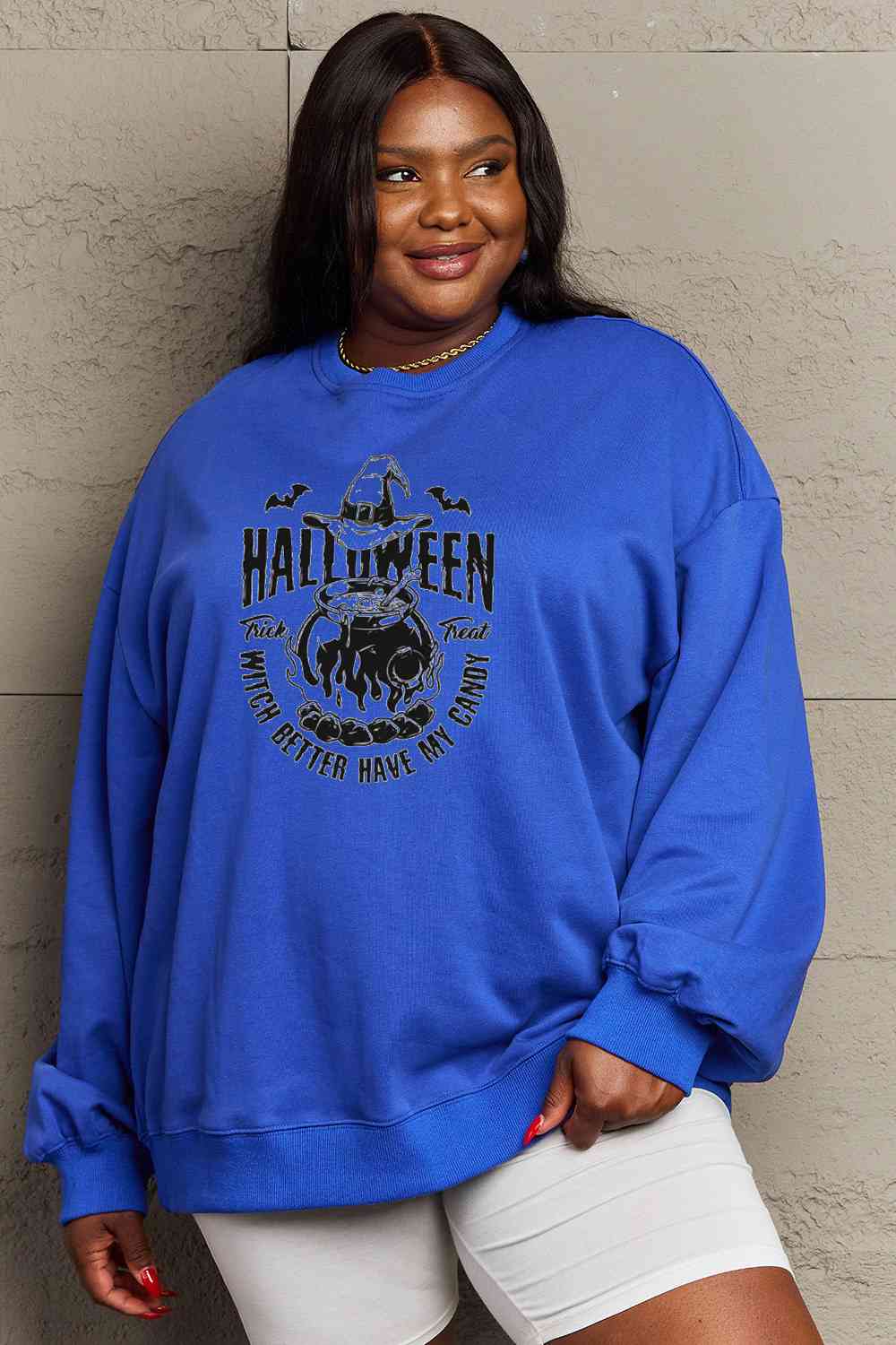Full Size Graphic Round Neck Sweatshirt
