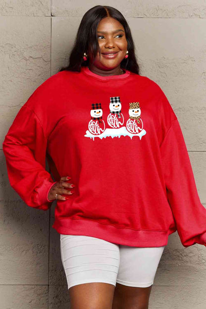 Full Size Snowmen Graphic Sweatshirt
