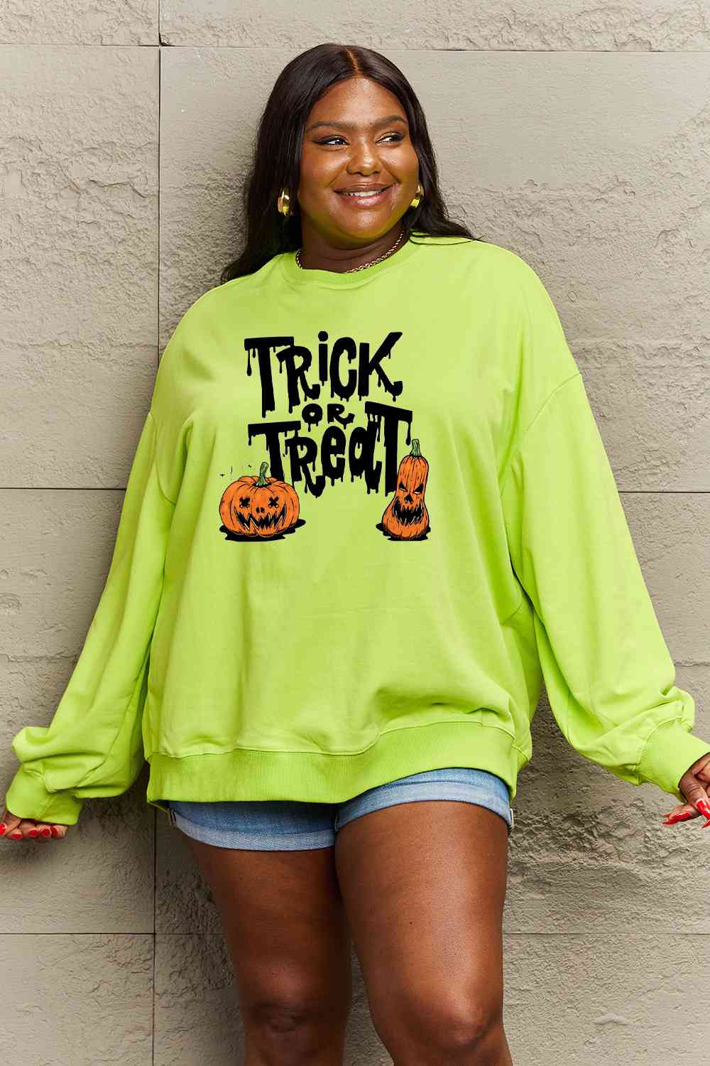 Full Size TRICK OR TREAT Graphic Sweatshirt