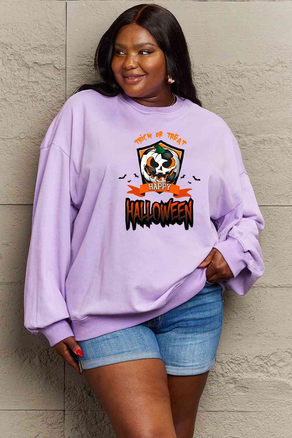 Full Size TRICK OR TREAT HAPPY HALLOWEEN Graphic Sweatshirt