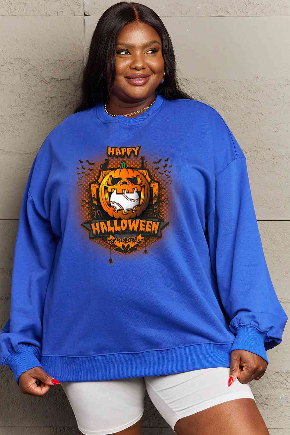 Full Size HAPPY HALLOWEEN Graphic Sweatshirt