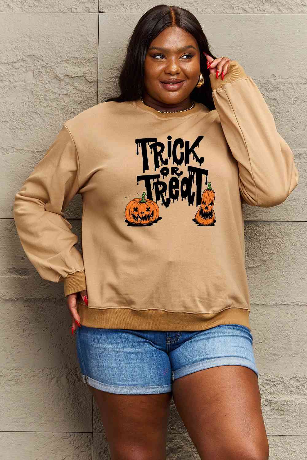 Full Size TRICK OR TREAT Graphic Sweatshirt