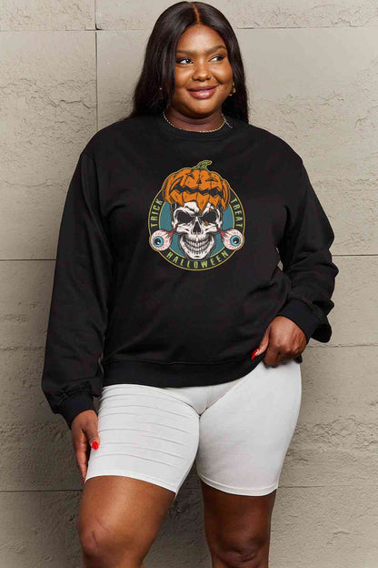 Full Size Skull Graphic Sweatshirt