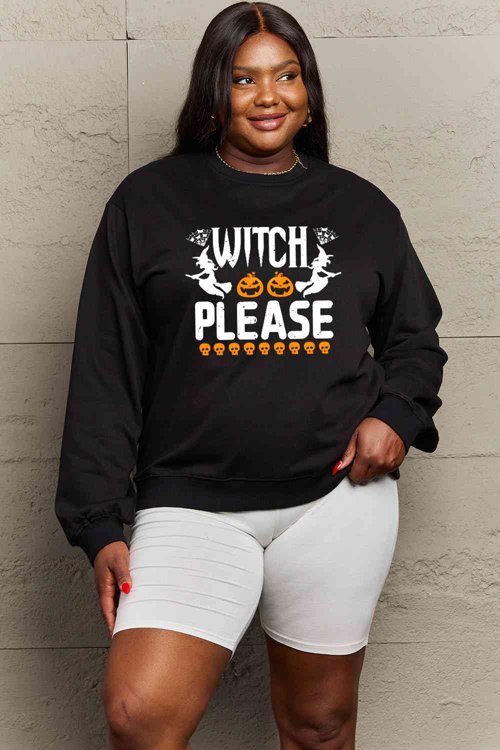 Full Size WITCH PLEASE Graphic Sweatshirt