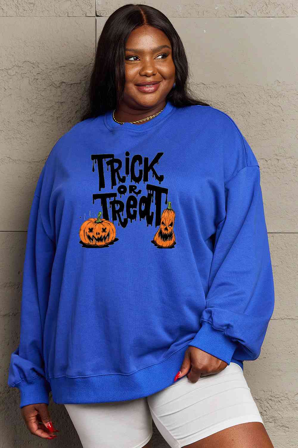 Full Size TRICK OR TREAT Graphic Sweatshirt