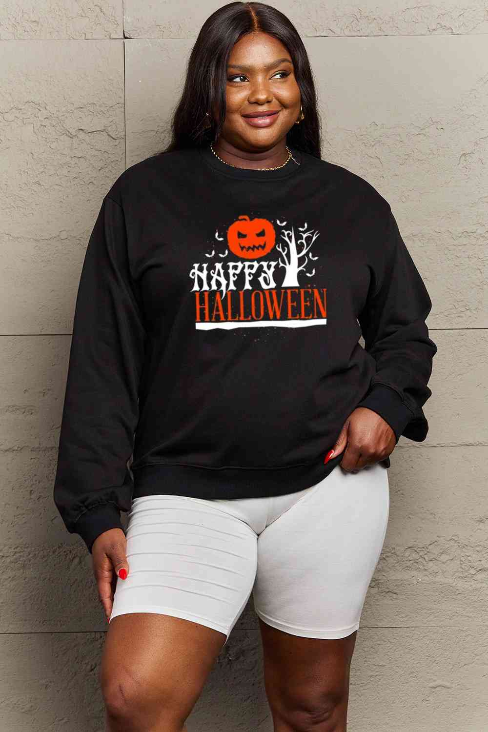 Full Size HAPPY HALLOWEEN Graphic Sweatshirt