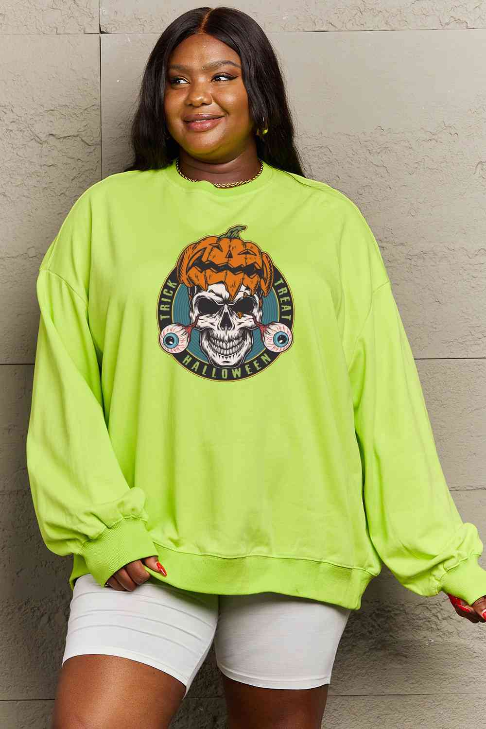 Full Size Skull Graphic Sweatshirt