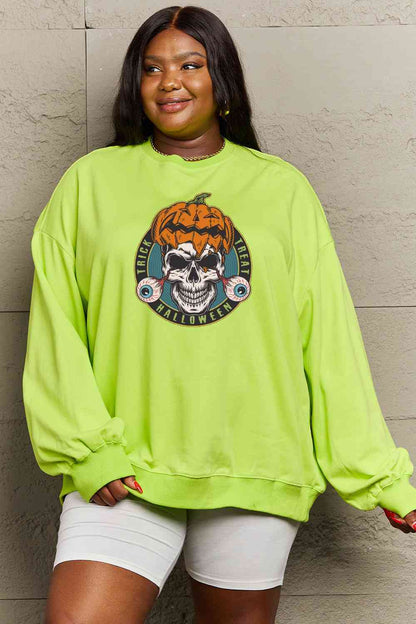 Full Size Skull Graphic Sweatshirt