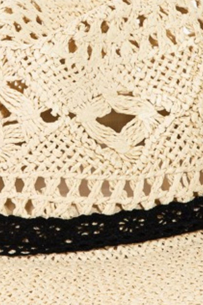 Openwork Lace Detail Wide Brim Hat