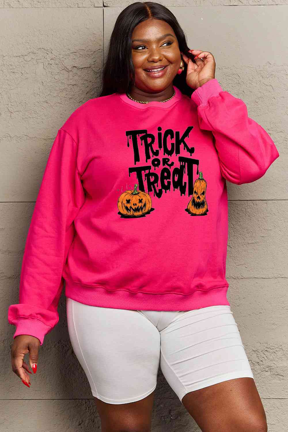 Full Size TRICK OR TREAT Graphic Sweatshirt