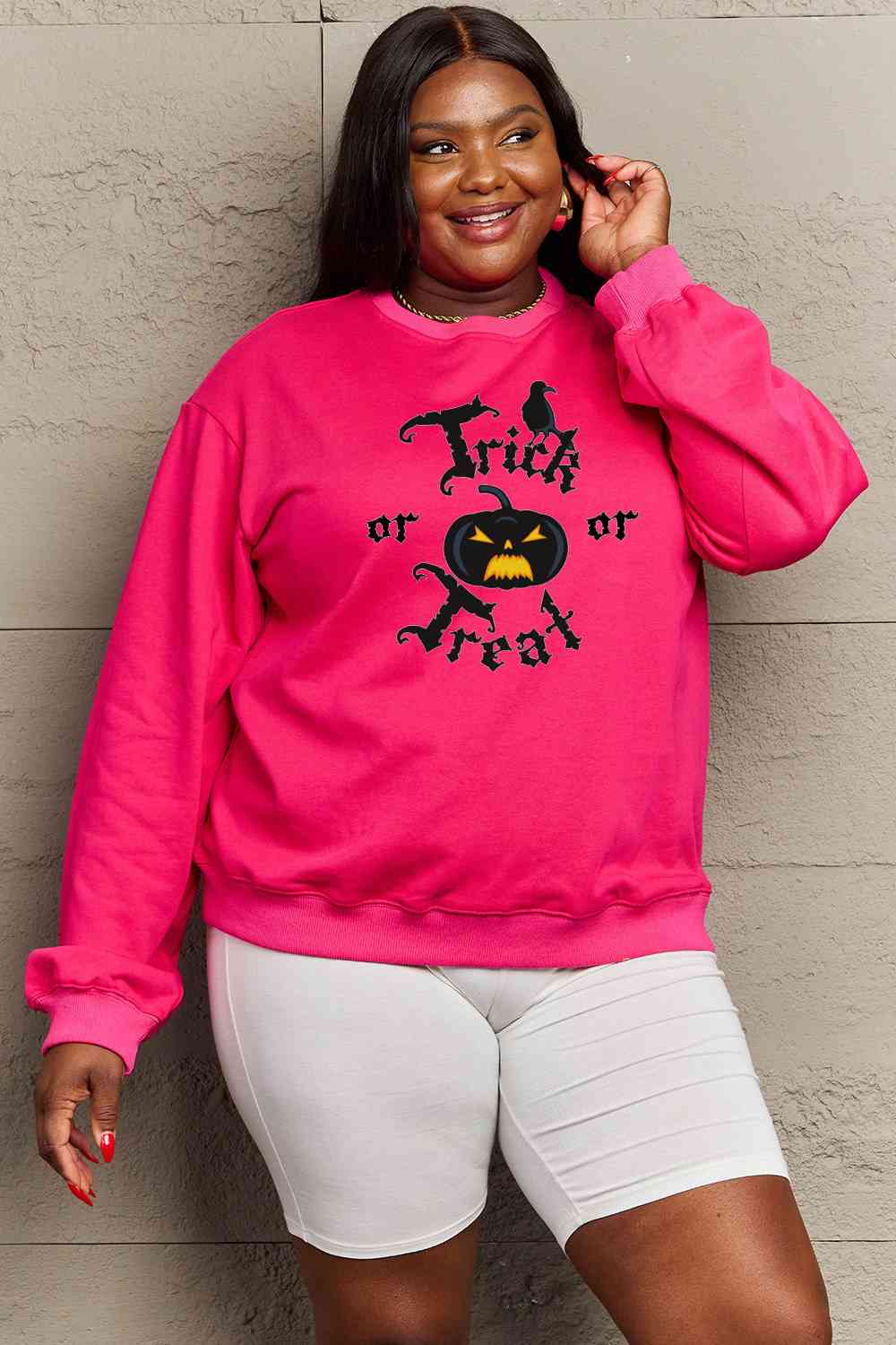 Full Size TRICK OR TREAT Graphic Sweatshirt